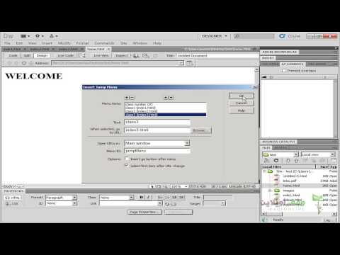 Adobe Dreamweaver cs5 – 17- Creating a jump menu عمل قائمة انتقال
