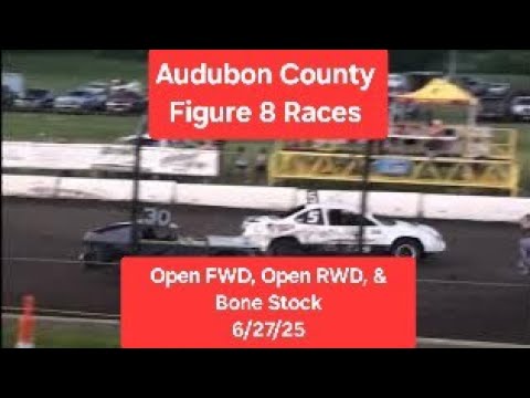 Audubon Co. Figure 8 Races Open FWD Heats, A Main, Open RWD, &amp; Bone Stock A Mains 6/27/25 - dirt track racing video image