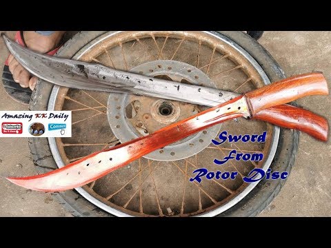 MAKING A SWORD FROM MOTORCYCLE ROTOR DISC / BEAUTIFUL HOMEMADE SWORD - UCM3TyL66uKC-JQ81vHOo3fA