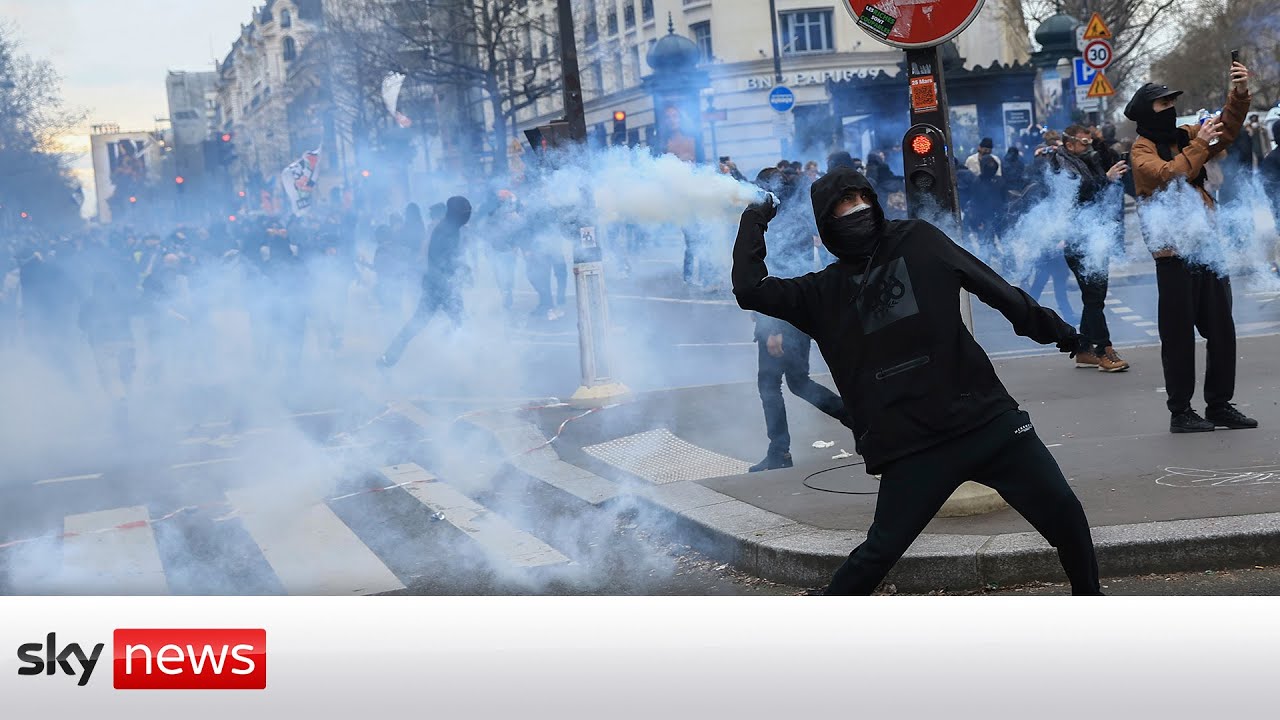 Watch live: Tear gas fired at French protesters in Paris