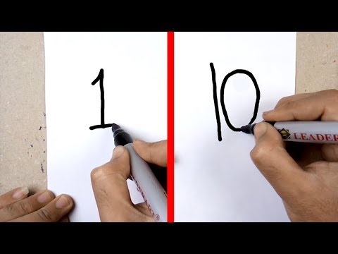 كيفية تحويل الارقام من 1 ل 10 الى رسم 10 اوجه انسان مختلفه | الرسم بالكلمات