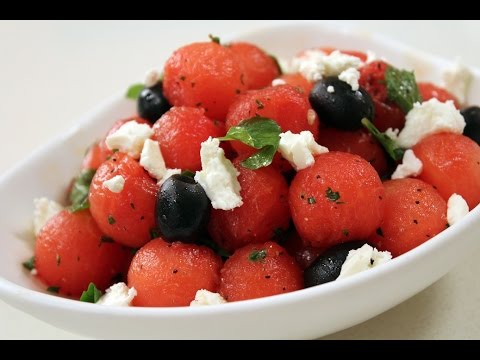 Watermelon Olive and Feta Salad |  Sanjeev Kapoor Khazana - UCmoX4QULJ9MB00xW4coMiOw