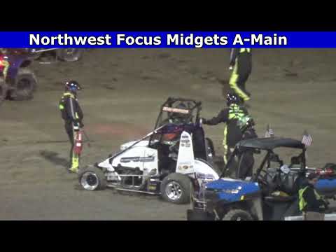 Skagit Speedway, Super Dirt Cup 2023 - Night 1, Northwest Focus Midgets A-Main - dirt track racing video image