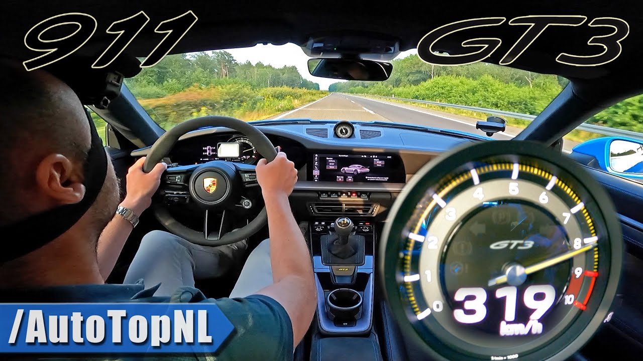 PORSCHE 911 GT3 992 *319km/h* TOP SPEED on AUTOBAHN by AutoTopNL