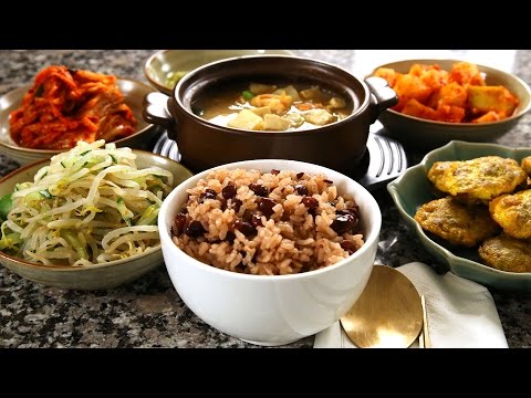 Korean red bean rice and side dishes (팥밥) - UC8gFadPgK2r1ndqLI04Xvvw