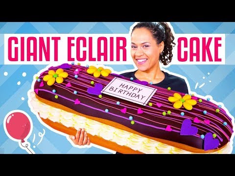 How To Make A GIANT Chocolate Eclair out of CAKE | Yolanda Gampp | How To Cake It - UCvM1hVcRJmVWDtATYarC0KA