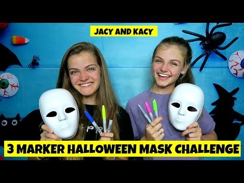 3 Marker Halloween Mask Challenge ~ Fun DIY Masks ~ Jacy and Kacy