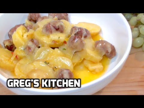 SAUSAGE POTATO CHEESE BUTTER CREAM BAKE - HowTo Recipe Greg's Kitchen - UCGXHiIMcPZ9IQNwmJOv12dQ