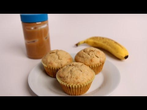 Peanut Butter & Banana Muffins Recipe - Laura Vitale - Laura in the Kitchen Episode 410 - UCNbngWUqL2eqRw12yAwcICg