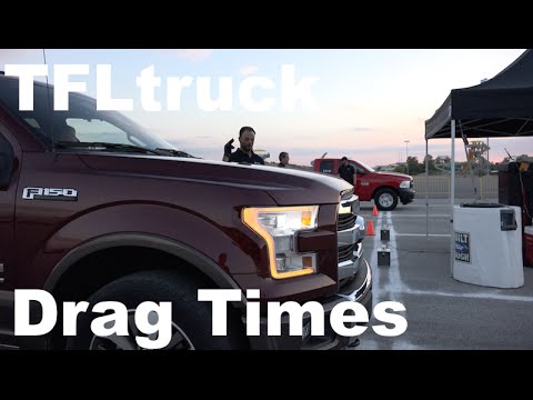 Drag Times: 2015 Ford F-150 5.0L vs 2.7L vs 3.5L EcoBoost vs Chevy Silverado vs Ram HEMI - UCO-85LYfB61OP4SRAgpfncw