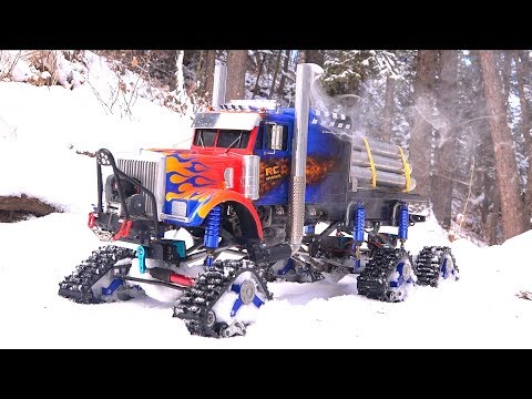 6X6X6 TRACKED SEMI TRUCK w/ Smoke Kit - Breaks Trail in SNOW "OPTIMUS OVERKILL" | RC ADVENTURES - UCxcjVHL-2o3D6Q9esu05a1Q