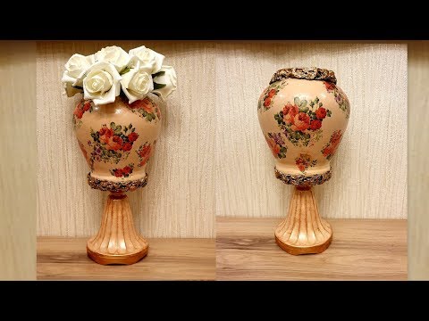DIY/ Vase making at home | Napkin Decoupage on glass