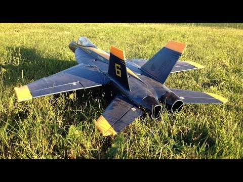 StarMax 64mm EDF F-18 Super Hornet RC Jet Take-Off From Grass Flying Field in Wind - UCJ5YzMVKEcFBUk1llIAqK3A