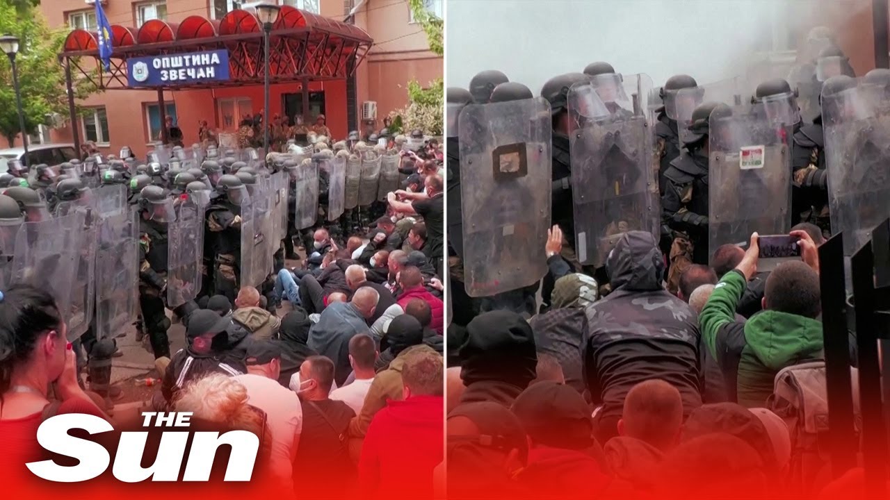 Dozens injured as Serb protesters clash NATO forces, throwing tear gas and stun grenades