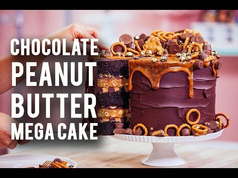 How To Make A CHOCOLATE PEANUT BUTTER MEGA CAKE! Rich Chocolate, Sweet Caramel & Peanut Butter! - UCvM1hVcRJmVWDtATYarC0KA