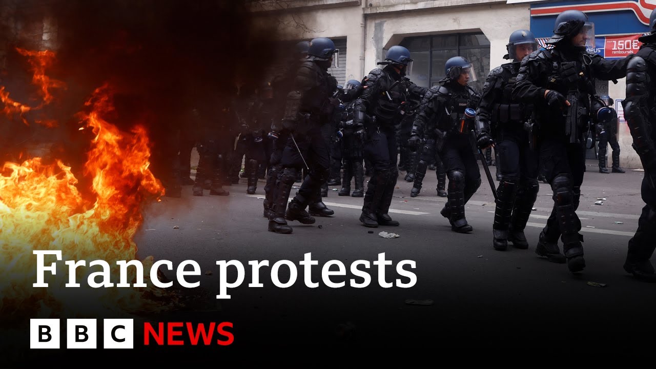 France pension reform protesters clash with riot police – BBC News