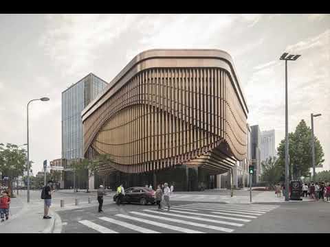 Timelapse shows moving curtain-like facade of theatre in Shanghai by Foster and Heatherwick