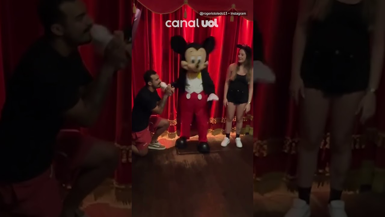 Mickey sai correndo durante pedido de casamento na Disney e vídeo viraliza nas redes sociais