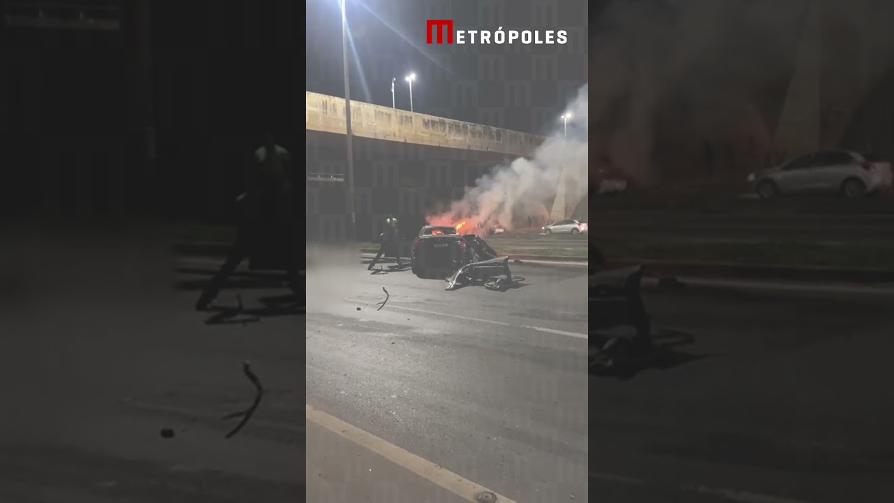 Veja momento em que Mercedes pega fogo após acidente na Epia