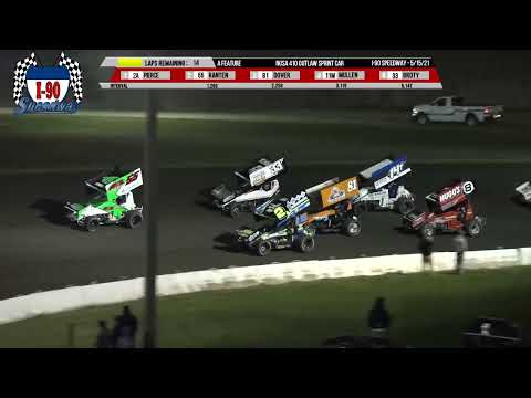 NOSA 410 Sprint Feature | I-90 Speedway | 5-15-2021 - dirt track racing video image