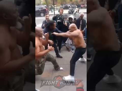 Mike tyson street fights with shannon briggs in hilarious prank!