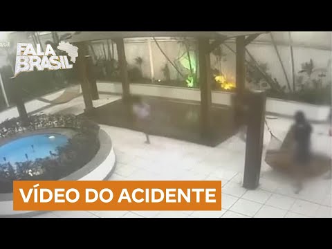 Vídeo mostra momento em que pilastra atinge criança em condomínio no Rio