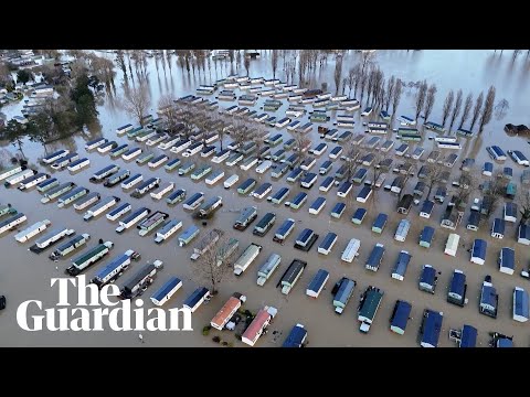 Storm Bert: drone footage shows extent of flooding at English holiday park