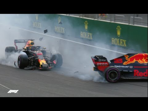 All The Angles: Ricciardo and Verstappen Crash | 2018 Azerbaijan Grand Prix