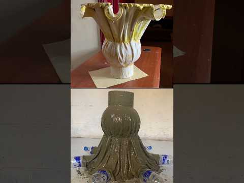 DIY Stylish Cement Flower Pot Using Old Towel | Easy Craft Idea 🌸🪴"