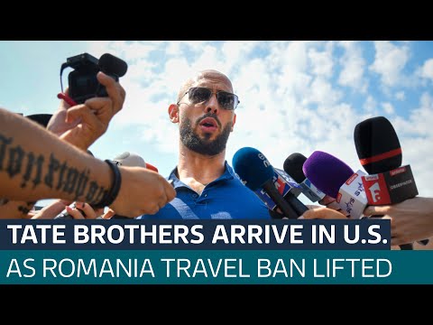 Andrew and Tristan Tate arrive in US from Romania after travel ban lifted | ITV News