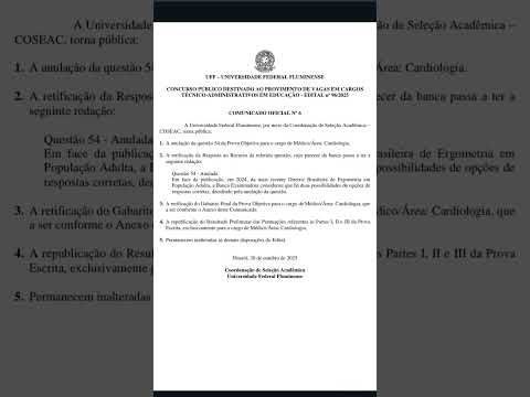 #UFF - COMUNICADO N° 6#