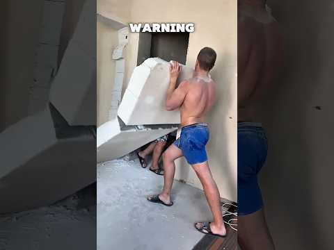 This Perfect Wall Cut Nearly Turned Into a Disaster 😲#shortsfeed #shorts #construction #site #safety