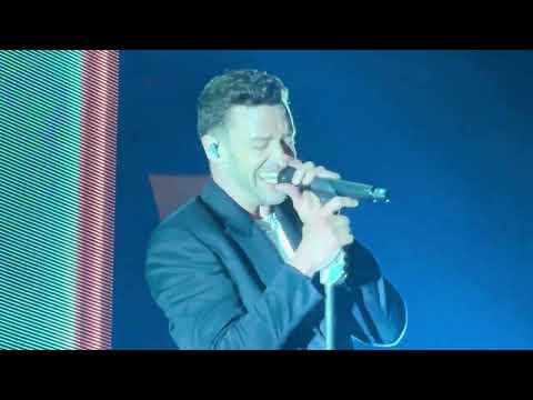 Justin Timberlake performs Drown on The Forget Tomorrow Tour in Vancouver on 4/29/24.