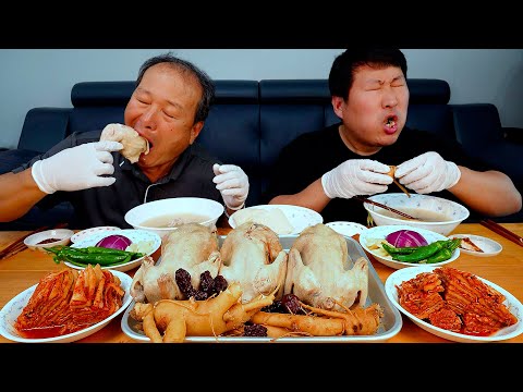 초복에는 더위 날리는 삼계탕! 가마솥에 푹 끓인 뜨끈한 삼계탕! (Samgyetang, Ginseng Chicken Soup) 요리&먹방!! - Mukbang eating show