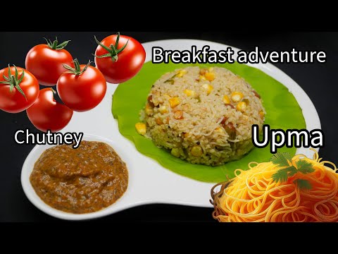 Exploring Indian Cuisine: Upma Served with Flavorful Tomato Chutney