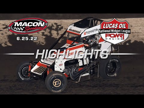 6.25.22 Lucas Oil POWRi National Midget League from Macon Speedway Highlights - dirt track racing video image