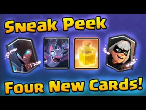 FOUR NEW CARDS! Clash Royale - Sneak Peek! Bandit, Night Witch, Bats, Heal Spell!