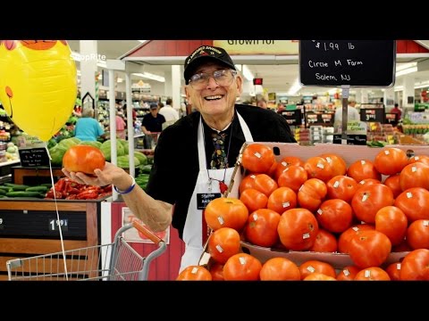 A senior citizen who bags groceries at a New Jersey supermarket has an interesting past