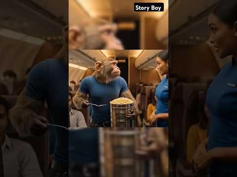 बंदर प्लेन में जालमुडी बेचने आया 😃 | #ai | #aishorts | #trending | #ytshorts | #monkey | #cartoon