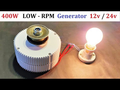 12v to 24v Alternator as Low RPM 400 Watt Electric Dynamo Generator DIY