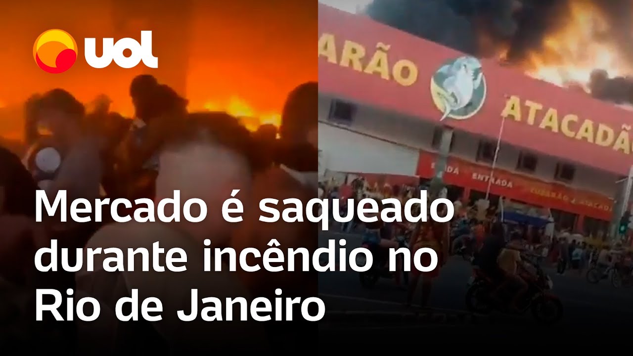Moradores saqueiam supermercado durante incêndio em Duque de Caxias no Rio de Janeiro veja vídeo