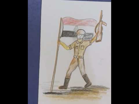 رسم جندي مصري في حرب اكتوبر