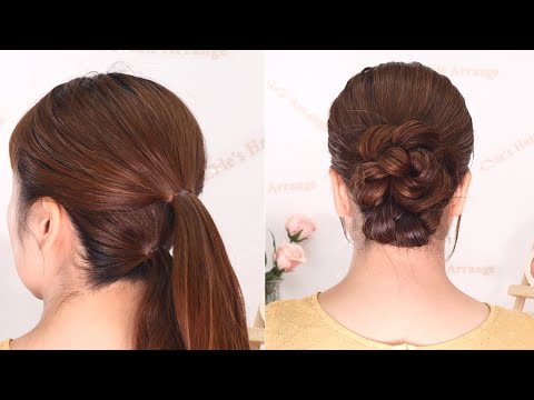 【ロングヘア向け】2つのポニーテールから作る「まとめ髪」