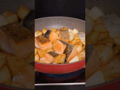 One-Pan! Butter Salmon Potato Pasta ASMR!  #asmr #cooking #salmon #potato #lunchbox  #japanesefood