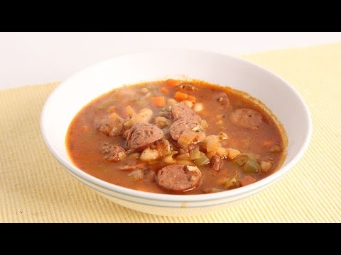 Quick Sausage & Bean Soup Recipe - Laura Vitale - Laura in the Kitchen Episode 1018 - UCNbngWUqL2eqRw12yAwcICg