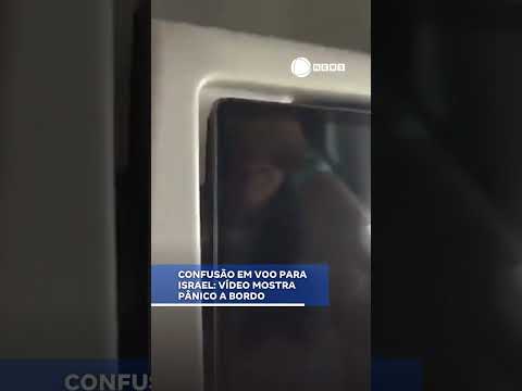 Confusão em voo para Israel: vídeo mostra pânico a bordo.  #RecordNews #Notícias #