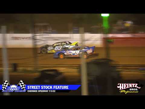 Mid-East Street Stock Feature - Cherokee Speedway 7/3/22 - dirt track racing video image