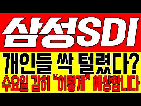[삼성SDI 주가전망] 개인들 싹 털렸다!! 수요일 감히 "이렇게" 예상합니다!!