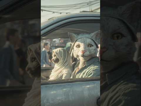 Billa or os ke wife Car drive #cuteanimal #ai #shots #viral #youtubeshorts #cat #cutecat