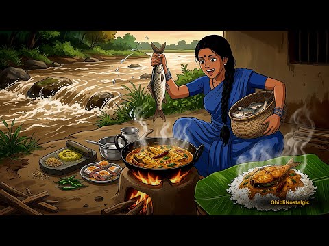 River Fish Curry | Village Style Indian Fish Cooking ASMR | Traditional 90s Village Food